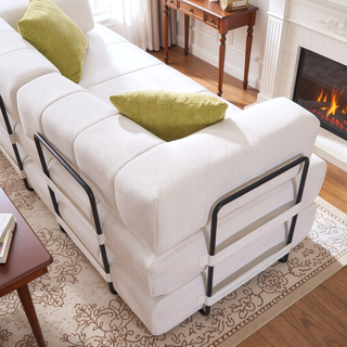 Sunvega High Quality Corduroy Folding Sofa Bed with 2 Pillows and Foam Spring Mattress