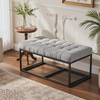 Sunvega Storage Ottoman Bench with Legs for Living Room Bedroom Entryway
