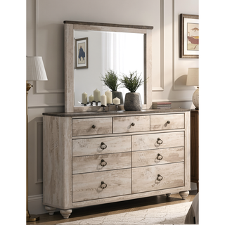 Sunvega Rustic Urban Chic White Wash Finish 4-Piece Queen Bedroom Set