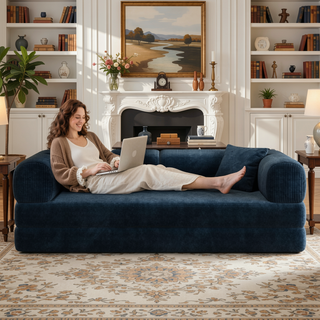 Sunvega Modular Sectional Sofa Bed with Pillow Back Support Armrest in Corduroy Fabric