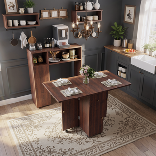 Sunvega Multifunctional Folding Dining Table with Wall-Mounted Sideboard and Storage