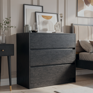 Sunvega 3 Drawer Chest of Drawers with Metal Rails for Bedroom Storage