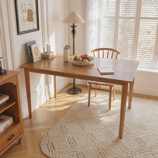 Sunvega Solid Wood Dining Table and Chair Set with Upholstered Cushions for Practical Household Use
