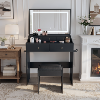 Sunvega Modern Makeup Vanity Desk with Adjustable Lighting and Power Outlet