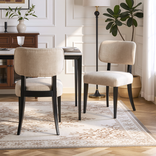 Sunvega Modern Upholstered Wooden Dining Chairs Set of 2 for Small Spaces