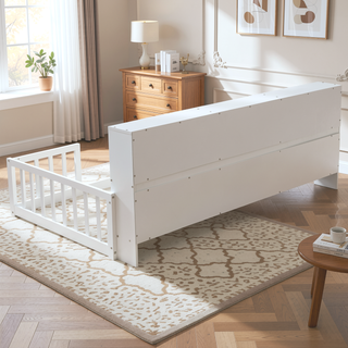 Sunvega Twin Over Full Metal Bunk Bed Frame with Guardrail and 2 Ladders for Kids