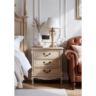 Sunvega Silver Champagne Nightstand with Two Spacious Drawers for Bedroom