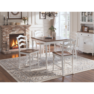 Sunvega 5 Piece Counter-Height Dining Set with Oak Top Table and 4 Ladder Back Chairs