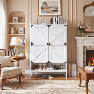 Sunvega 6-Tier Shoe Cabinet with Adjustable Shelves and Swinging Doors for Entryway