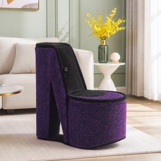 Sunvega Purple Velvet High Heel Shoe Display Jewelry Box with Hidden Storage
