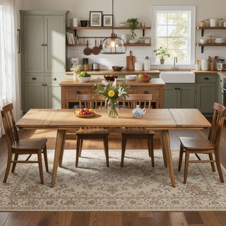 Sunvega Solid Red Oak Wood Bench with Tapered Legs for Dining and Entryway