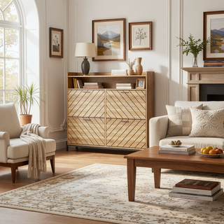 Sunvega Modern Rustic Wooden Flip Drawer Shoe Cabinet with Hidden Storage
