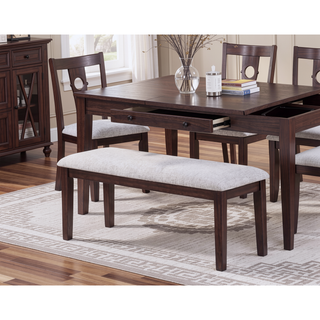 Sunvega Walnut Color Cushion Padded Seat Dining Room Bench in Contemporary Style
