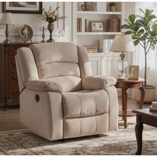 Sunvega Microfiber Fabric Recliner Chair with Lumbar Support and Stainless Steel Base