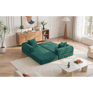 Sunvega Foldable Compressible Sofa with Metal Frame and Cushions for Small Spaces