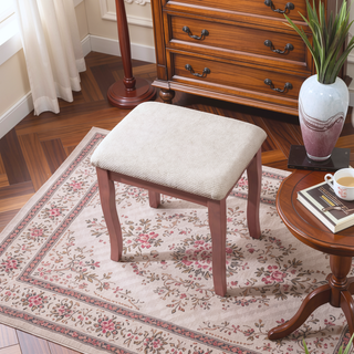 Sunvega Rose Gold Vanity Makeup Table Set with Mirror and Upholstered Bench