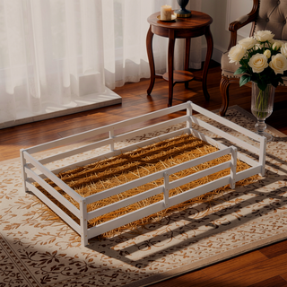 Sunvega Full Size Floor Bed with Fence for Kids Made of Sturdy Pine Wood
