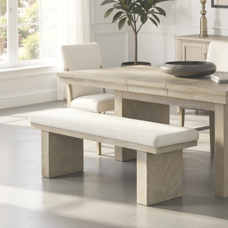 Sunvega Modern Farmhouse Plinth Base Bench with English Dovetail Natural Finish