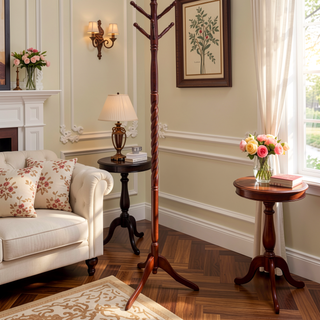 Sunvega 71.5 Inches Tall Cherry Wood Twist Tree Shape Coat Rack with Hooks