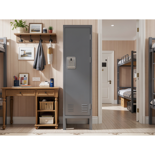 Sunvega Retro Industrial Grey Metal Storage Cabinet with Ventilation Door