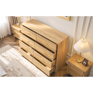 Sunvega Modern 8-Drawer Dresser with Golden Handles for Bedroom Ample Storage