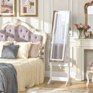 Sunvega Freestanding LED Jewelry Cabinet with Lockable Mirror and Ample Storage