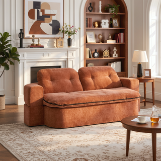 Sunvega Modern Corduroy Convertible Sofa Bed with Pillows and Quilt for Living Room