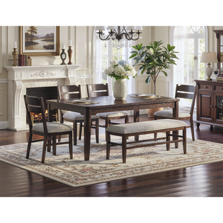 Sunvega Contemporary Dark Oak Finish Bench with Gray Upholstery Fabric Seat