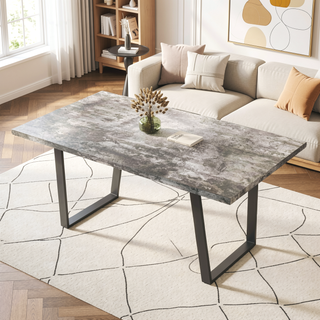Sunvega Modern Rectangular MDF Dining Table for Six with Waterproof Surface