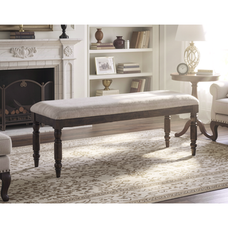 Sunvega Dark Brown Dining Bench with Polyester Cover and Hand-Stained Espresso Finish
