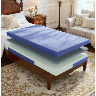 Sunvega 7inch Twin Mattress and Pillow Set with Gel-Infused Memory Foam in Blue