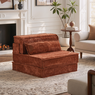 Sunvega Convertible Modular Sectional Mahjong Sofa Bed with Ottoman in Circle Fleece Fabric