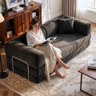 Sunvega Modular Sectional Sofa Bed with Pillow Back Support Armrest in Corduroy Fabric