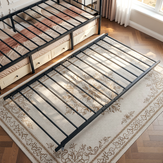 Sunvega Twin Size Victorian Style Metal Daybed Frame with Trundle Set for Guest Room