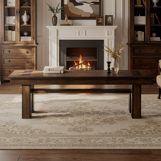 Sunvega Transitional Walnut Finish Wooden Bench Contemporary Dining Furniture