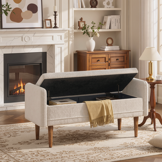 Sunvega Modern Velvet Storage Stool with Hidden Space for Living Room Bedroom