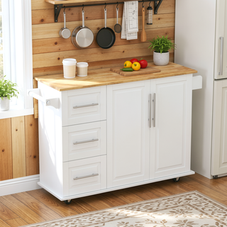 Sunvega Multi-Functional Kitchen Island Cart with 2 Door Cabinet and Two Drawers