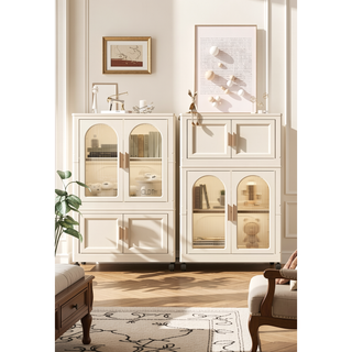 Sunvega 25.59 Inch Wide Folding Wardrobe with Magnetic Door and Wheels