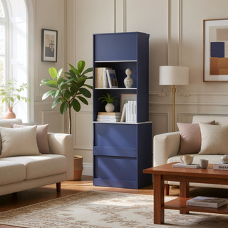 Sunvega Freestanding Tall Kitchen Pantry Cabinet with Faux Marble Top and 5 Storage Drawers