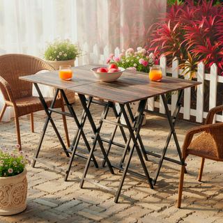 Sunvega Industrial Style Folding TV Tray Tables Set of 4 with Stand for Small Spaces