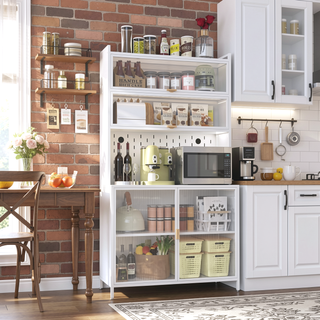 Sunvega 73-Inch 6-Tier Flip Door Pantry Cabinet with Adjustable Shelves for Kitchen