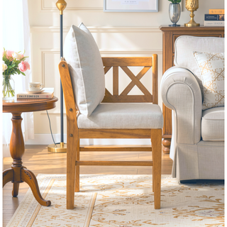 Sunvega Handwoven Rattan Dining Chairs Set of 2 with Solid Wood Legs