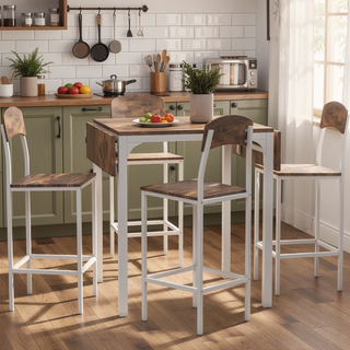 Sunvega 5-Piece Counter Height Drop Leaf Dining Table Set with Chairs for 4