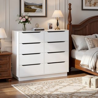 Sunvega 8 Drawer Wooden Dresser with Large Storage for Bedroom Living Room