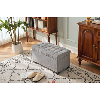 Sunvega Storage Ottoman Bench with Legs for Living Room Bedroom Entryway