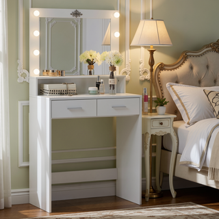 Sunvega Hollywood-Style Vanity Desk with Mirror and Lights 3 Lighting Modes Large Drawer