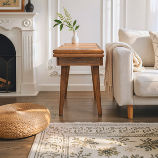 Sunvega Handcrafted Mango Wood Triple Accent Bench with Oak Finish