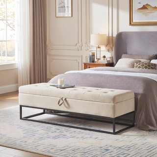 Sunvega 58.6" Contemporary Velvet Storage Bench with Button Tufted Top for Bedroom