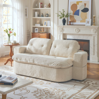 Sunvega Modern Corduroy Convertible Sofa Bed with Pillows and Quilt for Living Room