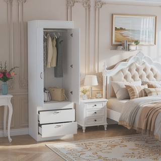 Sunvega Alabama Armoire with Large Cabinet and Two Bottom Drawers
